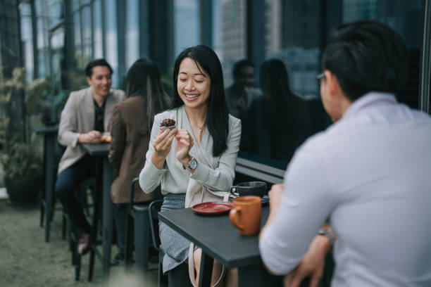 Happy customer enjoying cake