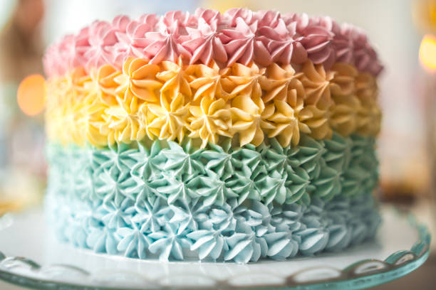 beautiful colorful cake at baby shower celebration
