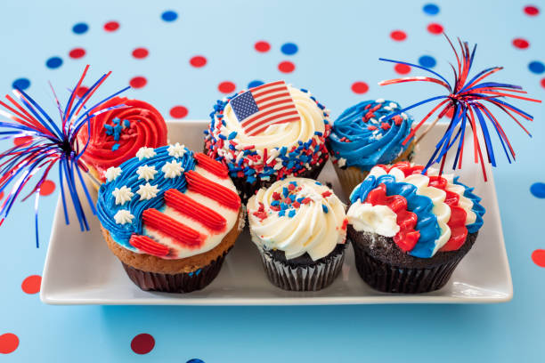 red white and blue cupcakes