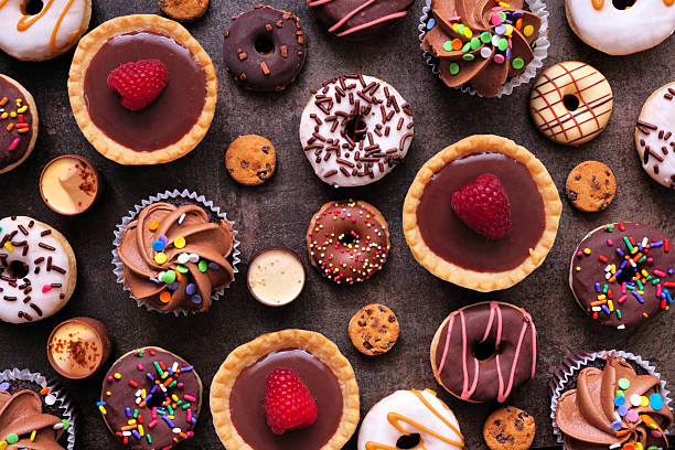 dessert background with a selection of sweets