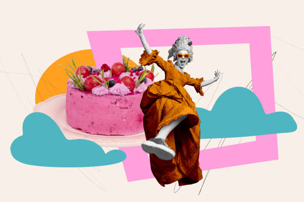 excited girl with birthday cake